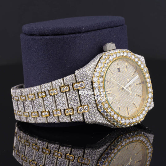 ElegantAP  Iced Out  Moissanite Watch For Men Sapphire Crystal Glass