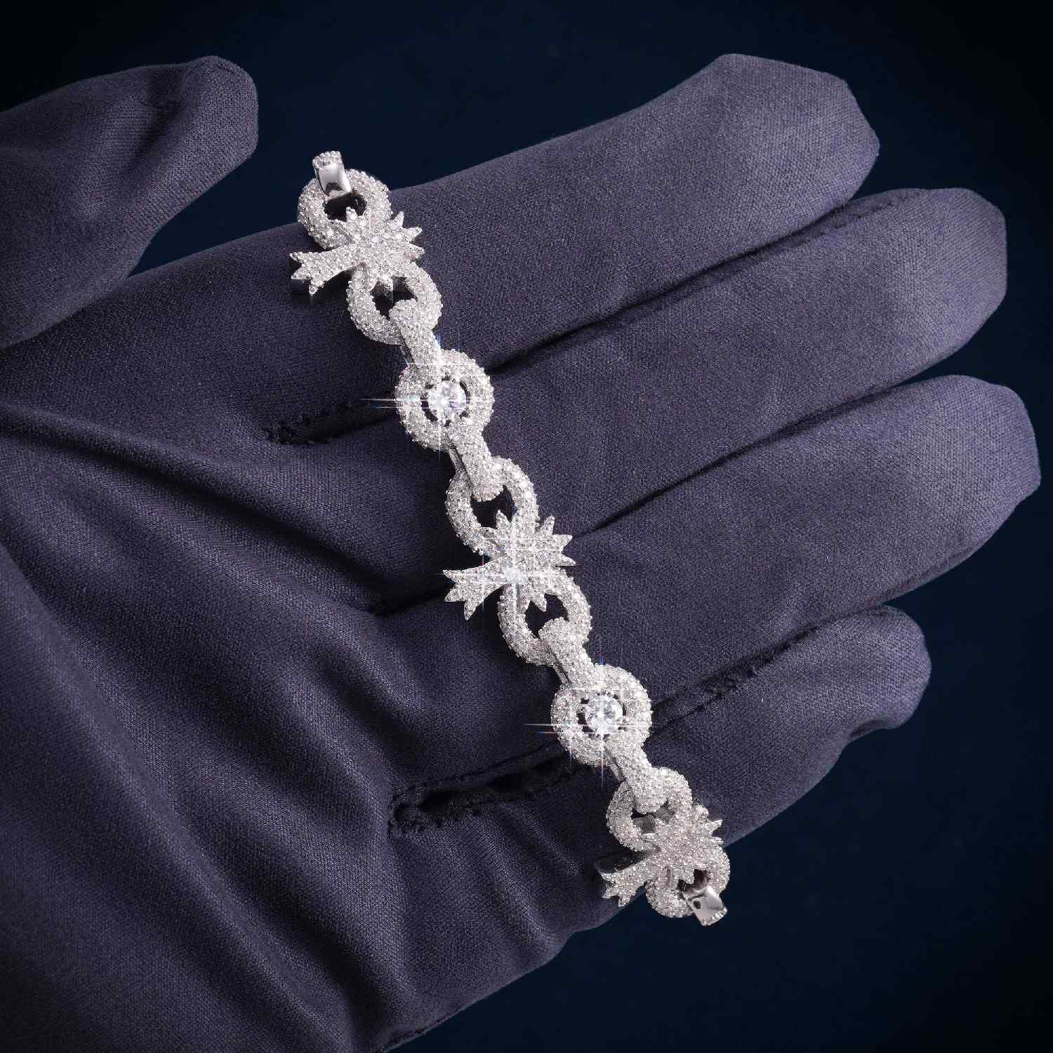 10MM Moissanite Palm Tree Cuban Link Bracelet 14K Gold