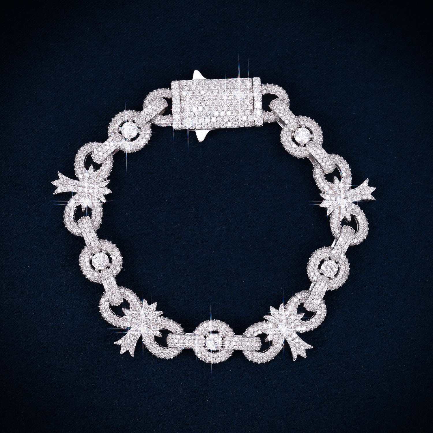 10MM Moissanite Palm Tree Cuban Link Bracelet 14K Gold