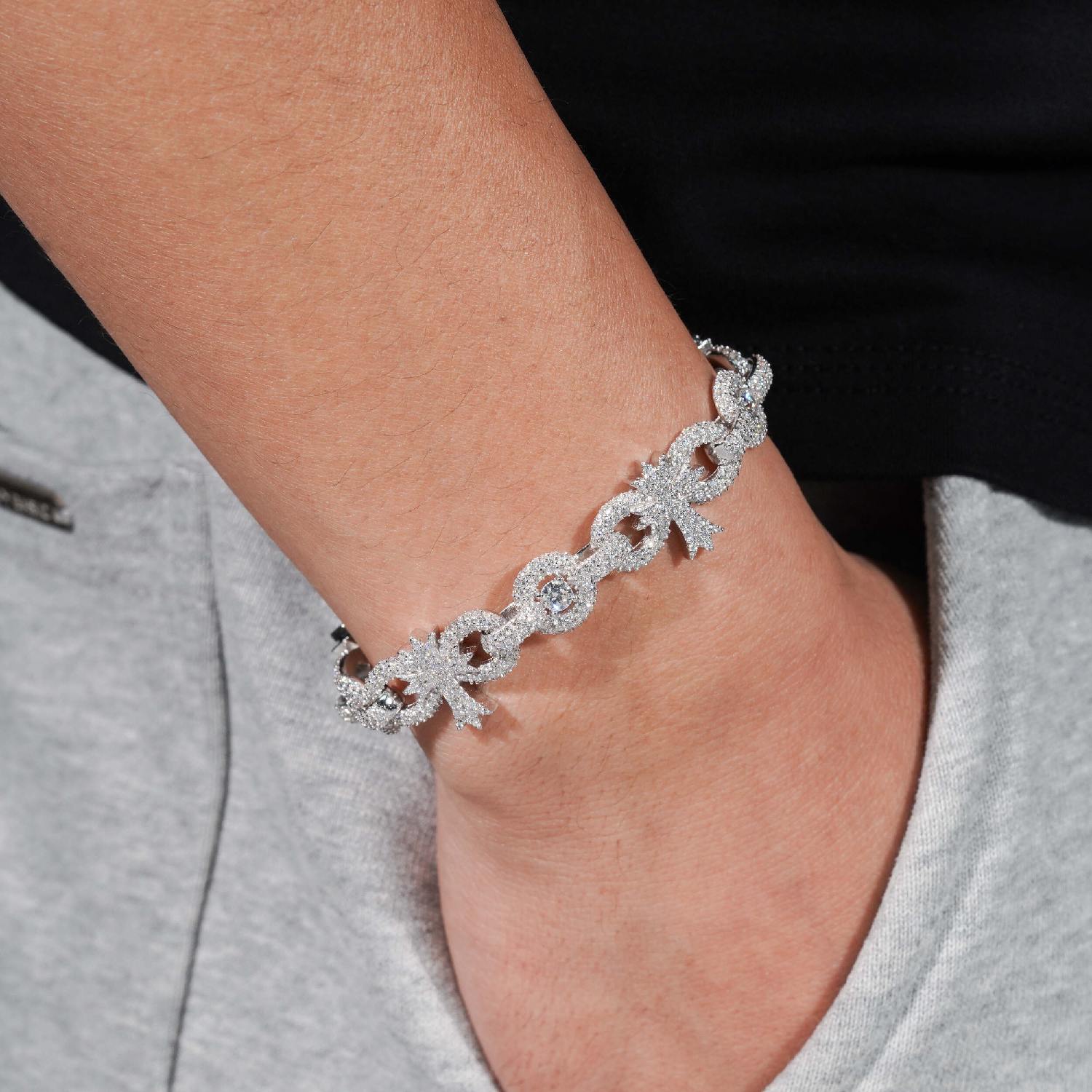 10MM Moissanite Palm Tree Cuban Link Bracelet 14K Gold