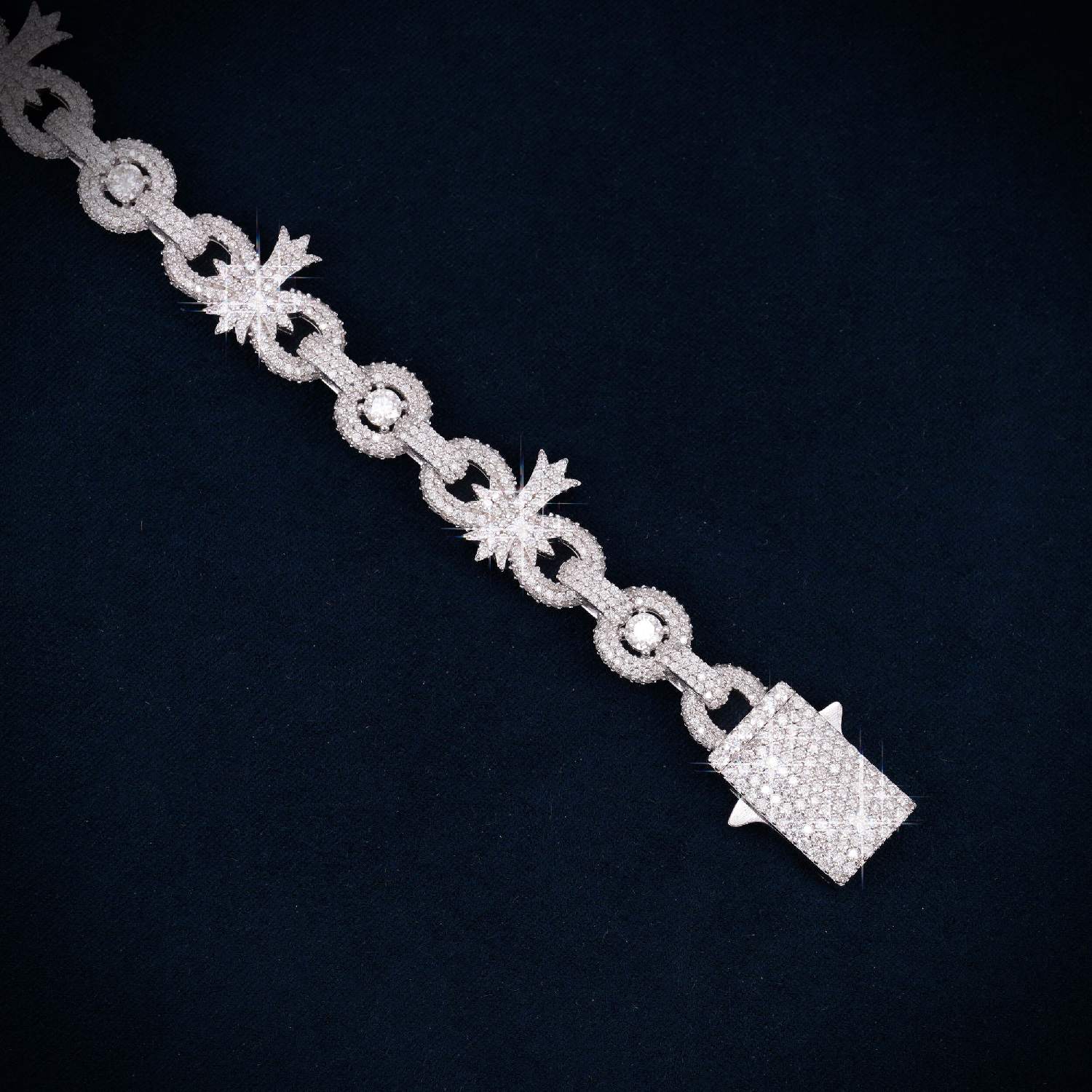 10MM Moissanite Palm Tree Cuban Link Bracelet 14K Gold