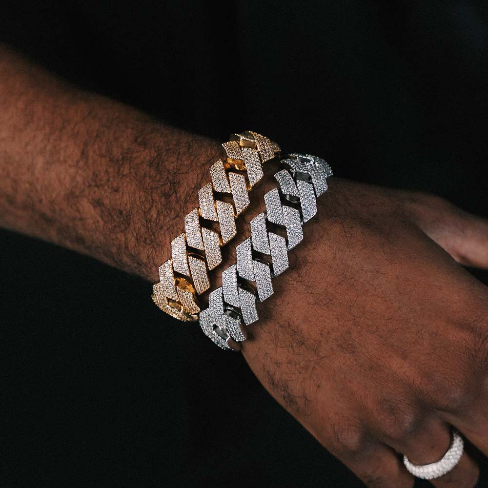 Moissanite Cuban Link Bracelet 14K Gold