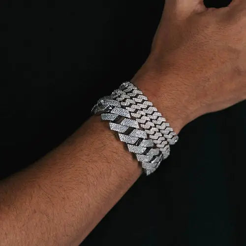 Moissanite Cuban Link Bracelet 14K Gold