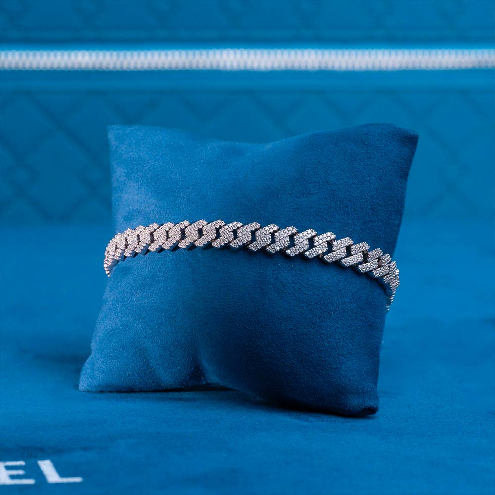 Moissanite Cuban Link Bracelet 14K Gold