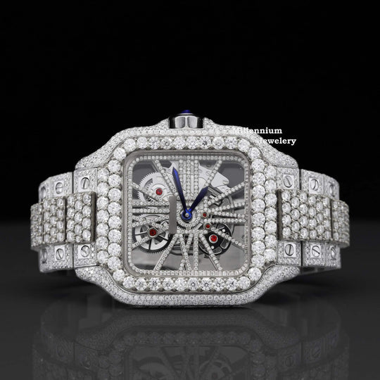 Cartier Aesthetic Two Tone Moissanite Watch For Men Automatic Movement