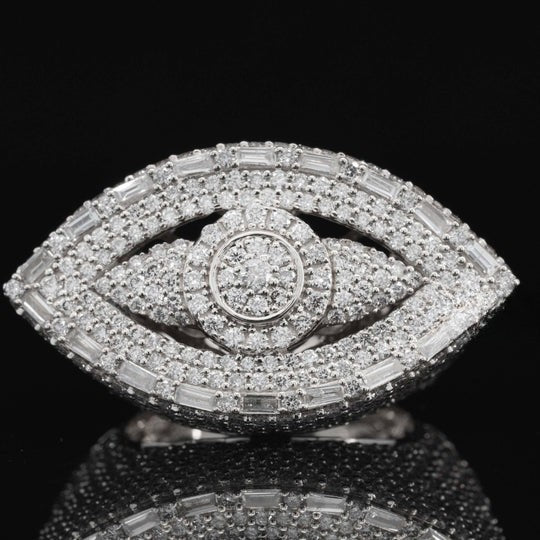 Eye Shape Round Baguette Moissanite Diamond Hip Hop Ring