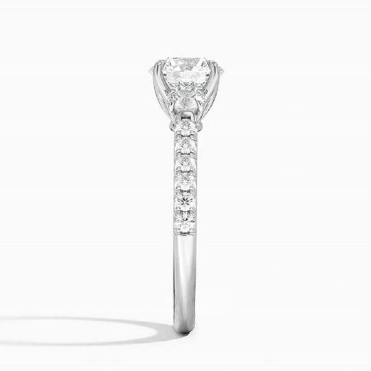 Three Round Diamond With Side Accent Diamond Moissanite Ring