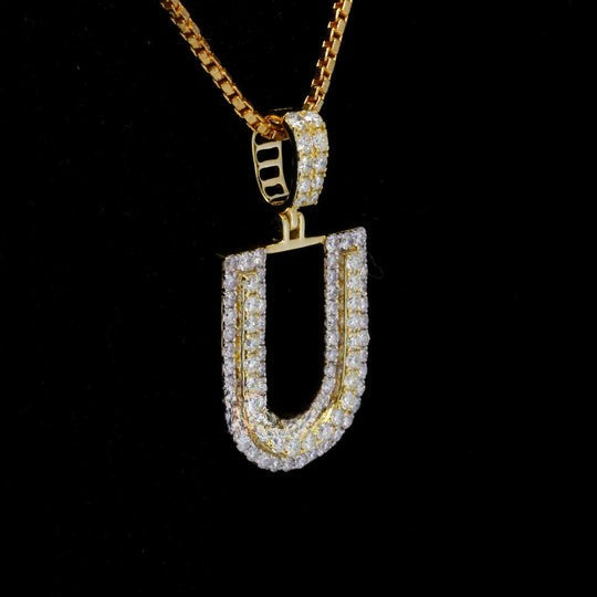 Custom U Initial Moissanite Diamond Iced Out Hip Hop Pendant