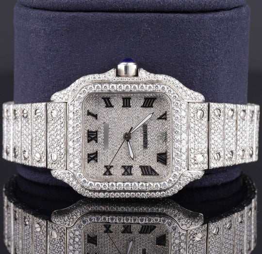 Cartier Fully Iced Out Automatic Moissanite Watch For Men