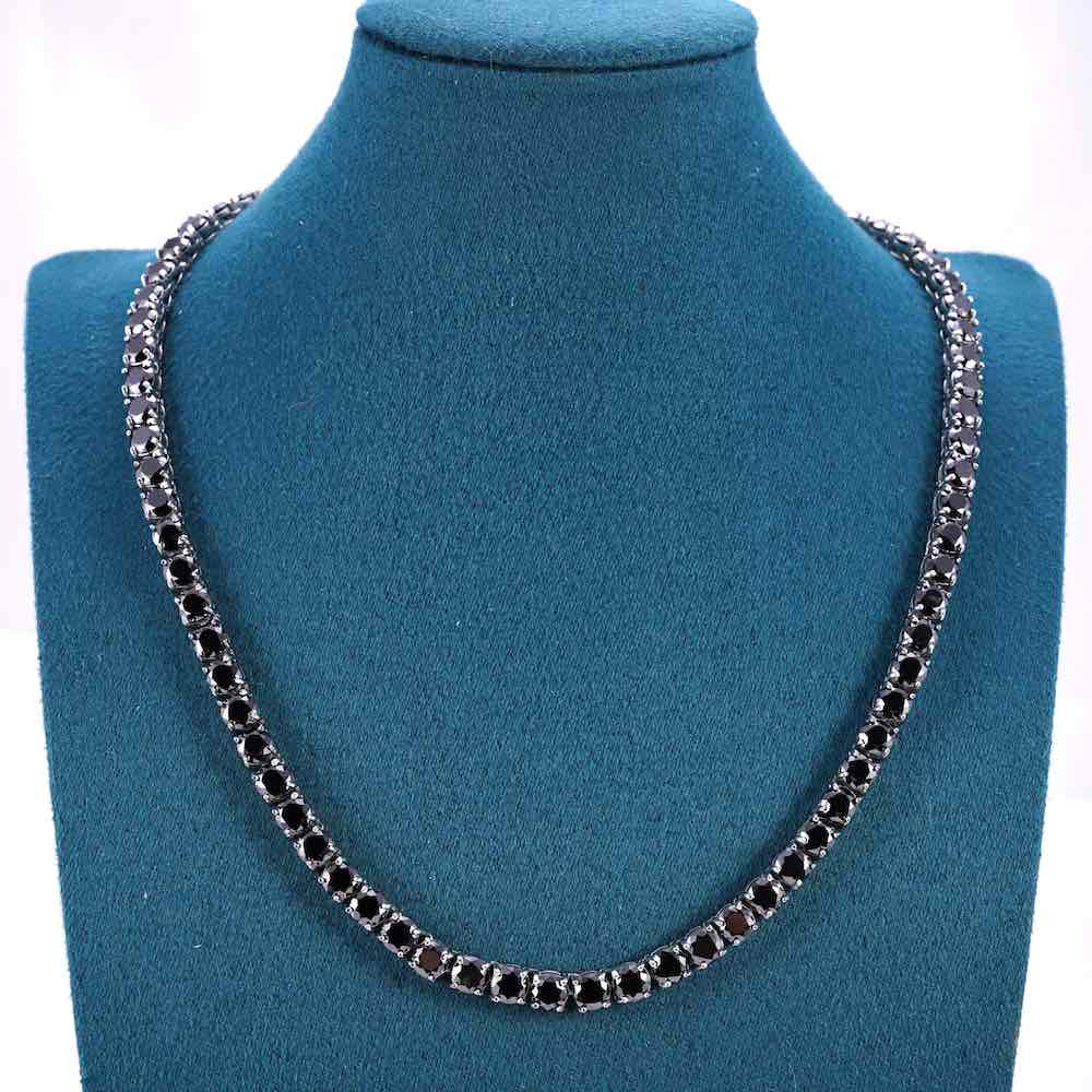 Black Diamond Tennis Chain 14K Solid White Gold | 5MM