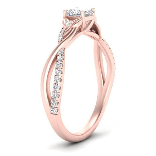 2ct Princess Shape Diamond Solitaire And Twisted Pave Engagement Ring