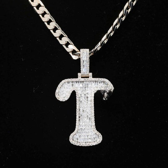Custom T Initial Moissanite Diamond Totally Bust Down Hip Hop Pendant