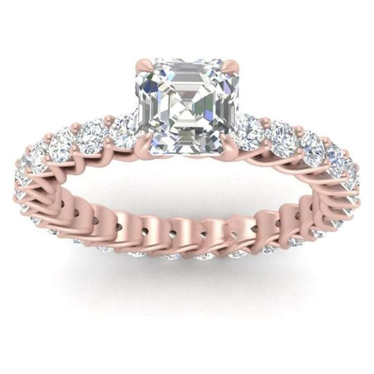 1.50ct Asscher Cut Moissanite Solitaire Accents Engagement Ring