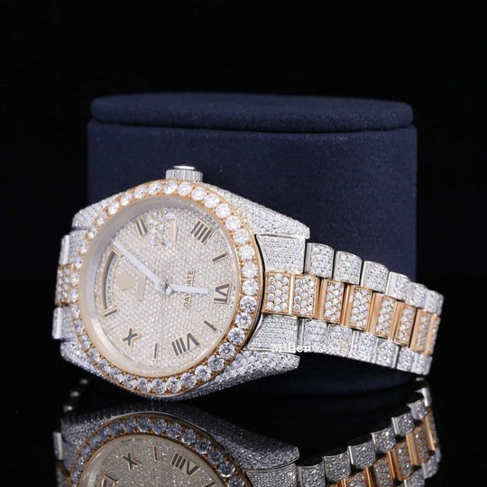 Stylish RLX  Full Body Diamond Iced Out Moissanite Watch Luxurious For Men