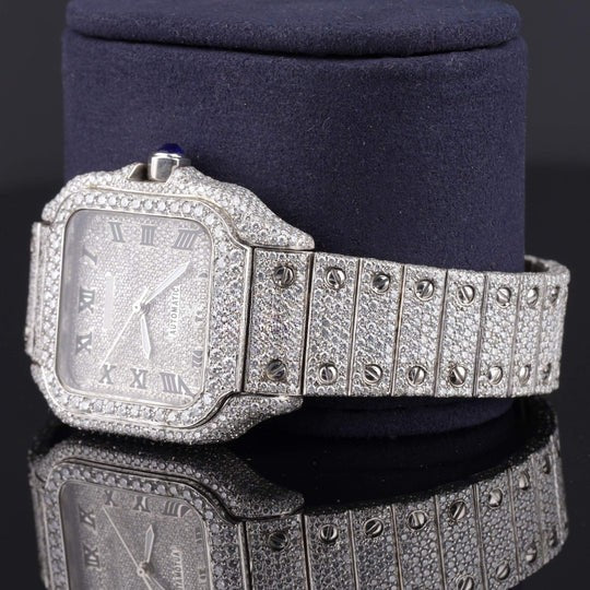 Cartier Fully Iced Out Automatic Moissanite Watch For Men
