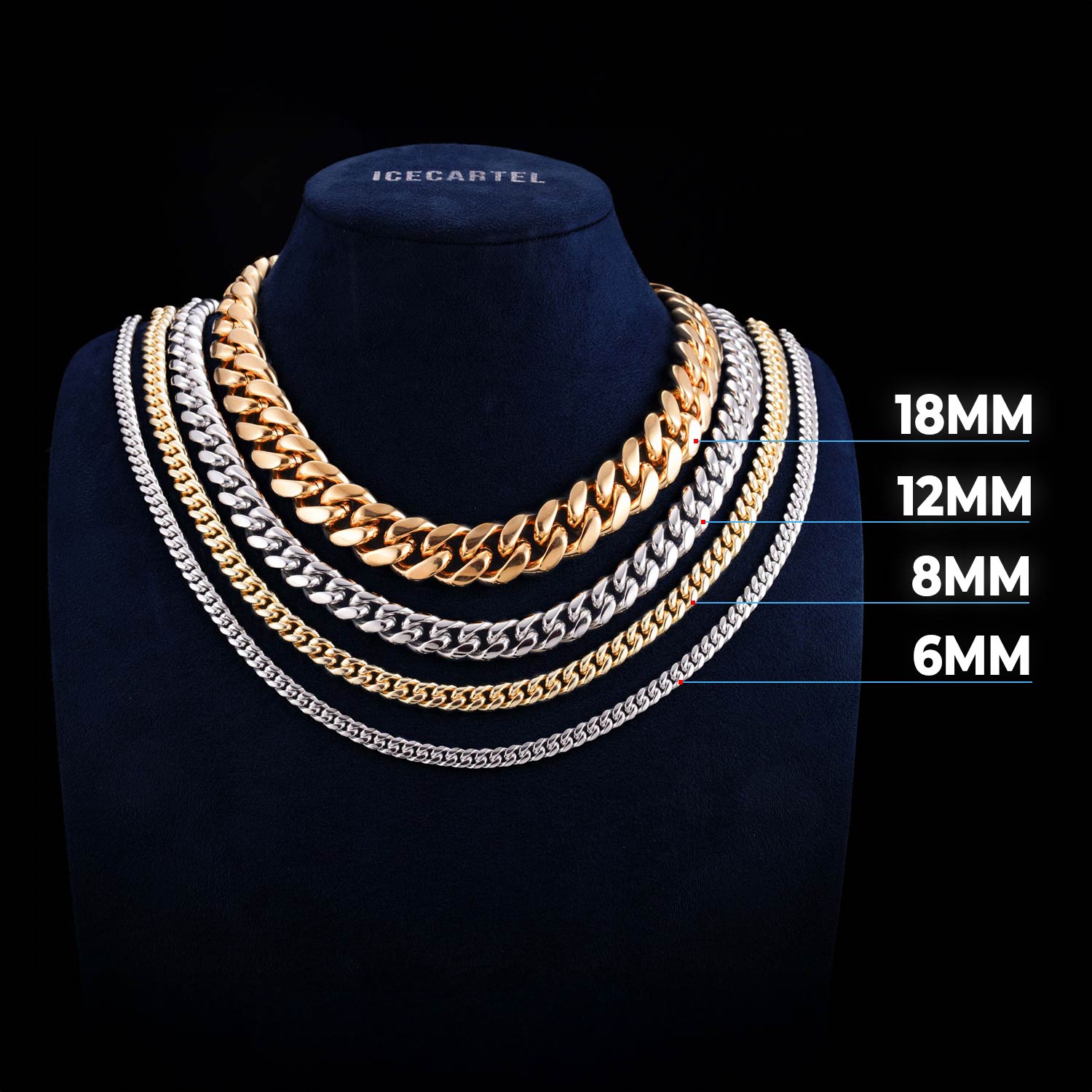 Cuban Link Chain with Iced Clasp 14K Gold