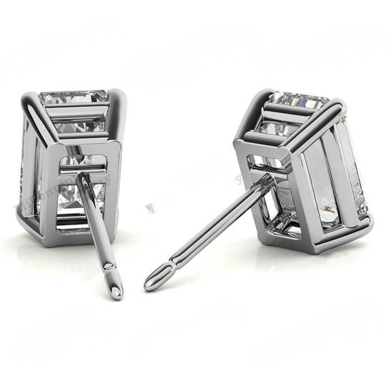 1.30ct Moissanite Diamond 10K White Gold Push Back Stud Earrings