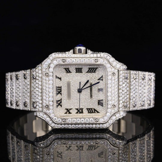 Cartier White Gold Color Moissanite watch Iced Out Watch For Men