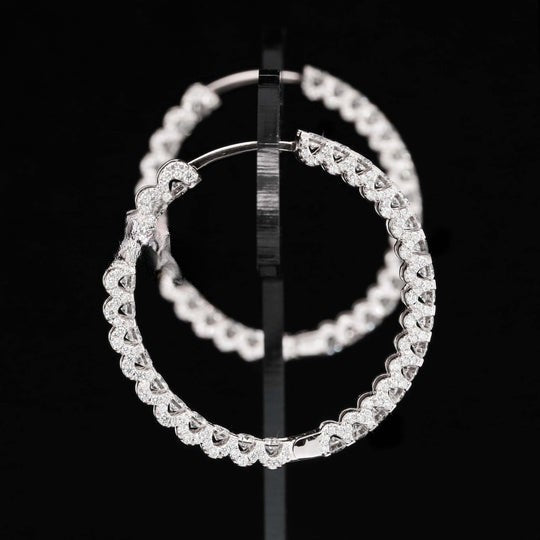Round Moissanite Diamond Round Hip Hop Hoop Earring