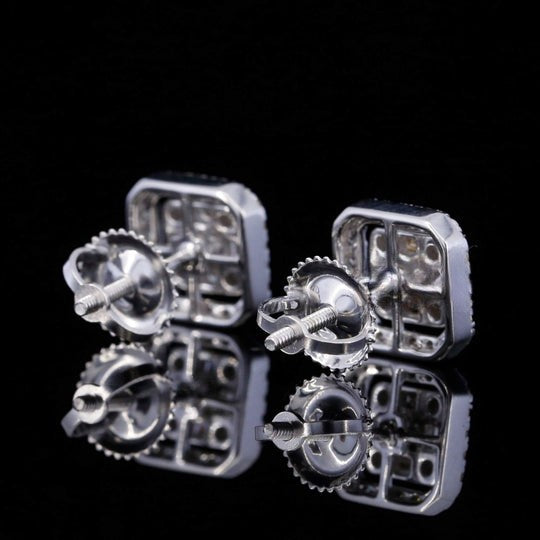 Moissanite Diamond Round And Baguette Shape Flower Style Men Earring