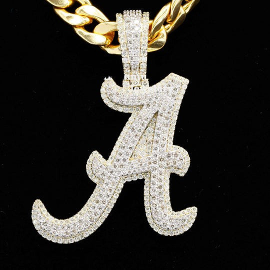 Custom A Initial Fancy Moissanite Diamond Iced Out Hip Hop Pendant