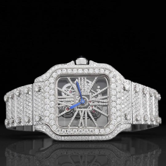Iced Out Cartier Moissanite Watch Hip Hop Automatic Watch For Men