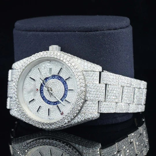 RLX  White Gold Color Moissanite Diamond Iced Out Watch