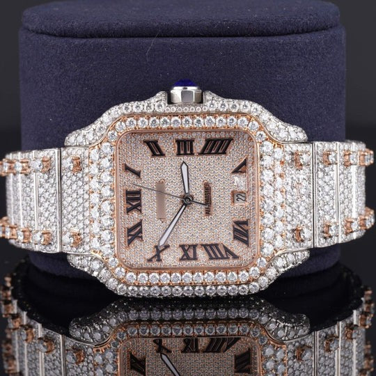 Luxurious Cartier Diamond Iced Out Automatic Moissanite Watch