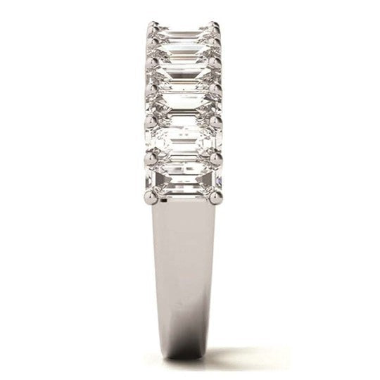 Emerald Cut Half Eternity Moissanite Diamond Wedding Band