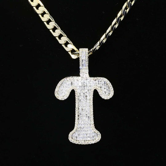Custom T Initial Moissanite Diamond Totally Bust Down Hip Hop Pendant