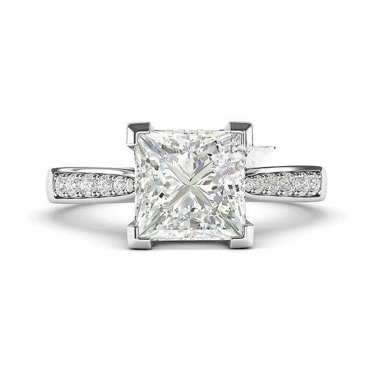 1.50ct Princess Cut Halo Moissanite Engagement Rings for Women