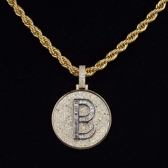 Custom Casual B Initial Moissanite Diamond Bust Down Hip Hop Pendant