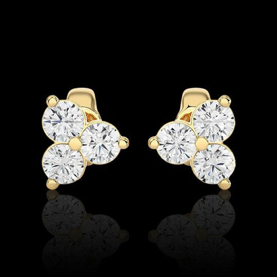 0.50ct Three Stone Moissanite Stud Earrings For Women
