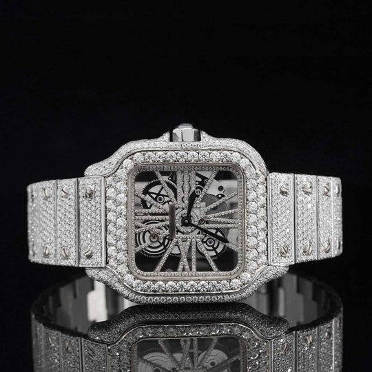 Cartier Automatic Transparent Hip Hop Style Moissanite Diamond Watch
