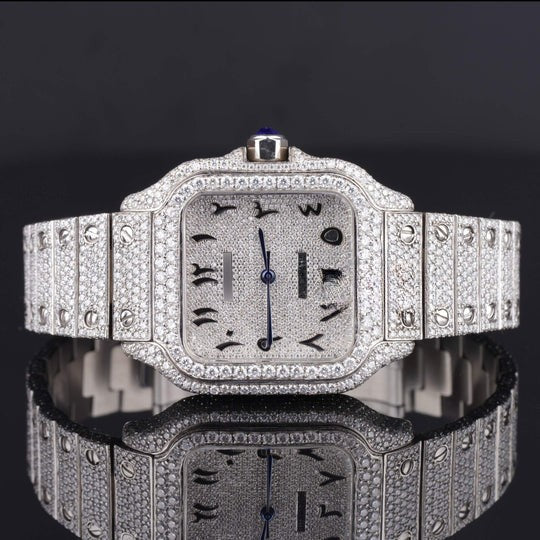 Moissanite Cartier Watch Iced Out Automatic Arabic Style Watch