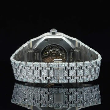AP Iced Out Moissanite Watch Red Arabic Number With Automatic Movement