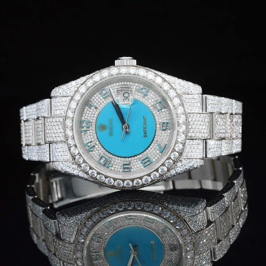 Iced Out RLX Automatic Moissanite Diamond Watch