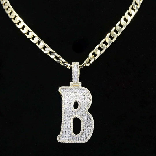 Custom B Initial Moissanite Diamond Bust Down Hip Hop Pendant