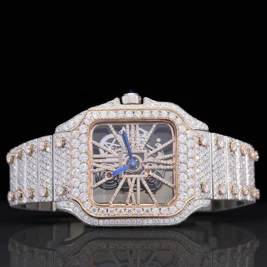 Iced Out Cartier Moissanite Watch Hip Hop Automatic Watch For Men