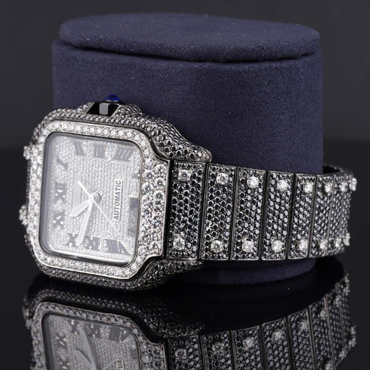 Optimus Cartier Moissanite Black Diamond Iced Out Automatic Watch