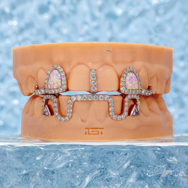 Top Opal W Bunny Tail Bar Grillz