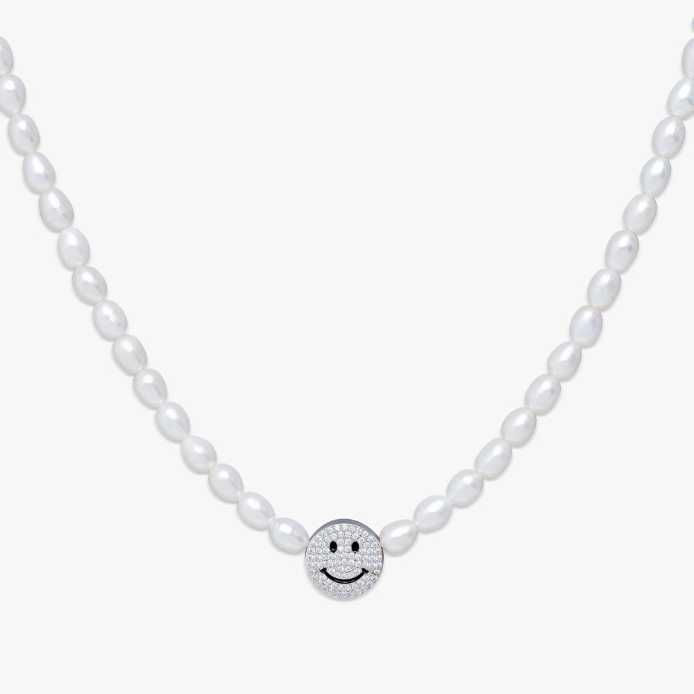 Happy Face Oval Pearl Necklace