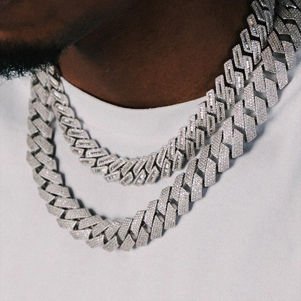 Moissanite Cuban Link Chain 14K Gold