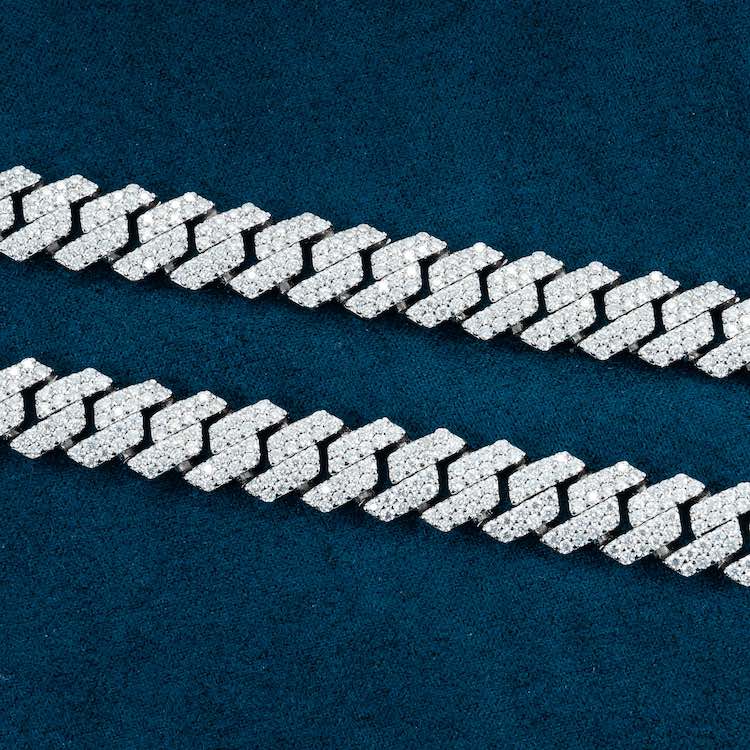 10MM Round Cut Moissanite Cuban Link Chain 14K Gold