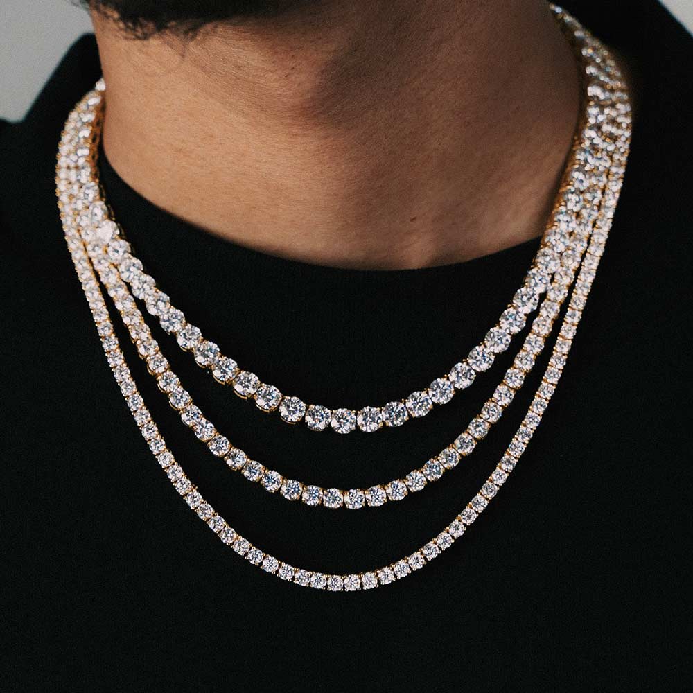 S925 Silver Moissanite Tennis Chain 14K Gold