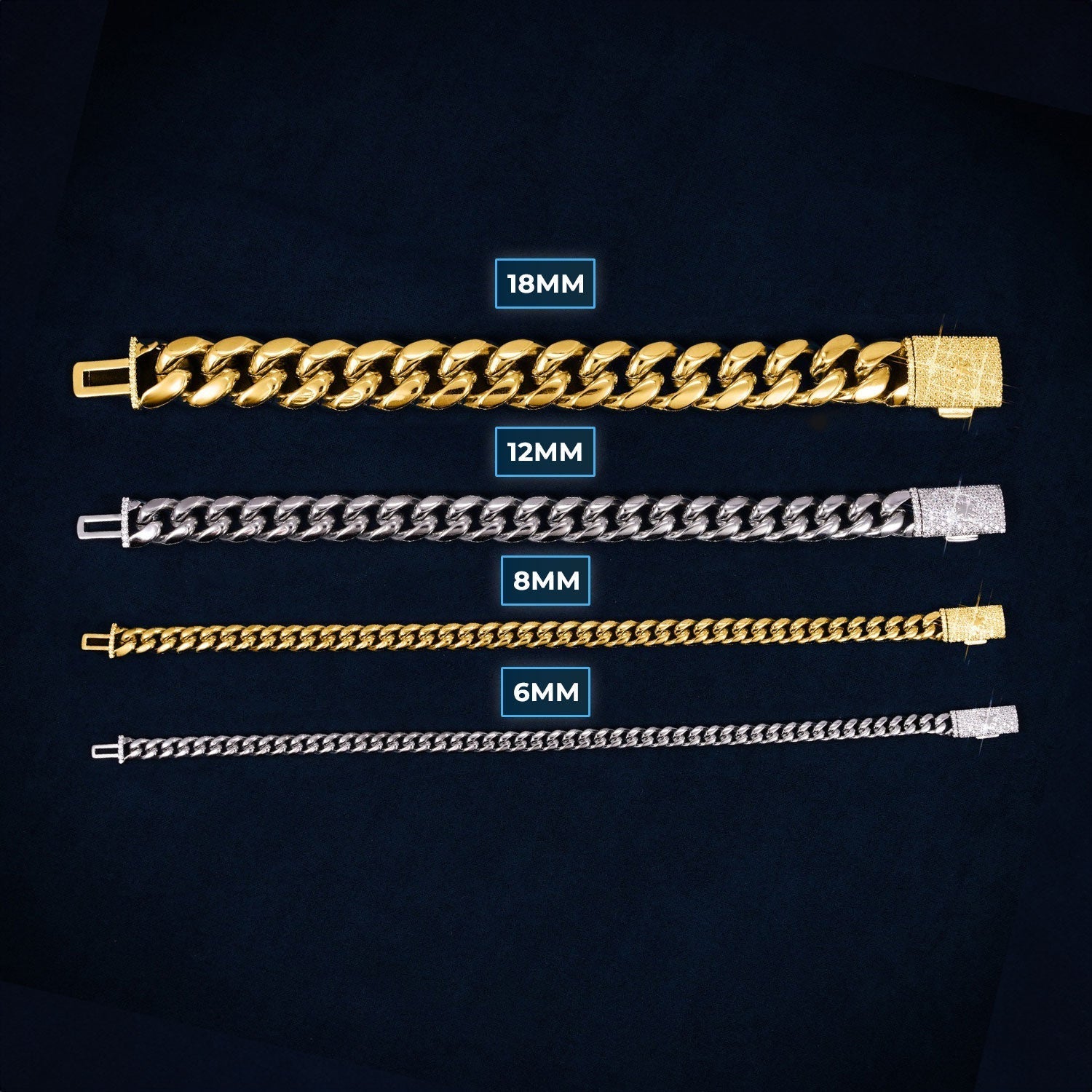 Cuban Link Bracelet with Iced Clasp 14K Gold