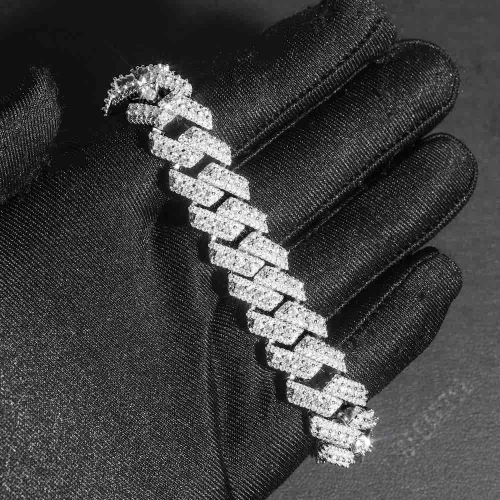 Iced Out Halo Cluster Cuban Link Bracelet 14K Gold - 15MM