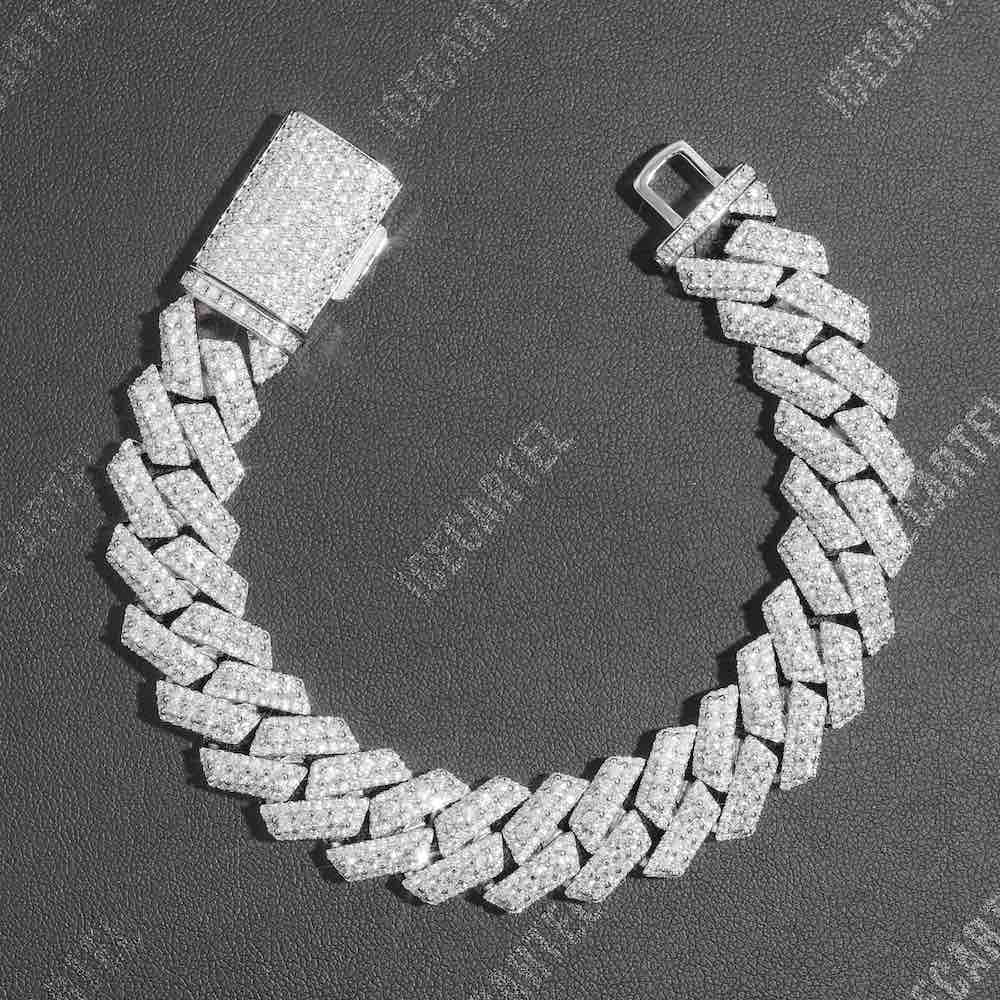 Iced Out Halo Cluster Cuban Link Bracelet 14K Gold - 15MM