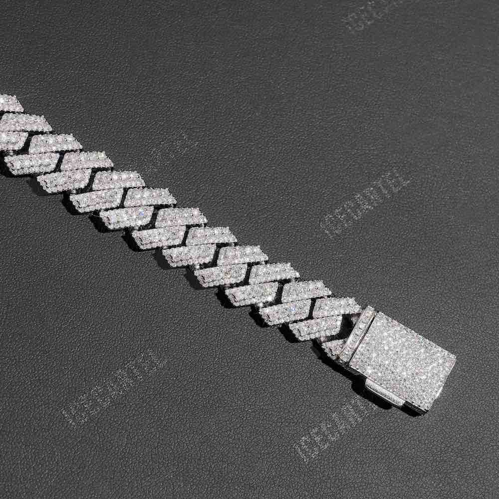 Iced Out Halo Cluster Cuban Link Bracelet 14K Gold - 15MM