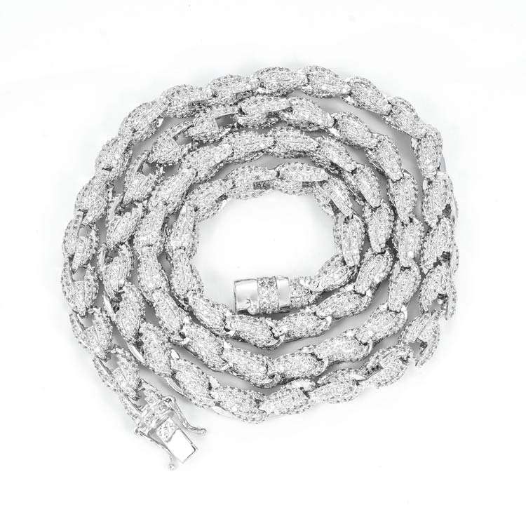 7MM Iced Out Rope Chain - 925 Silver - 14K Gold